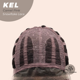 JBEXTENSION 22 Inches Camel Pink Pre-Cut Snowflake Lace Frontlace Glueless Wig KEL CAMEL PINK【PERMATEASE】【BENDY EAR TABS】- S/M