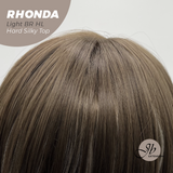 JBEXTENSION 15 Inches Scalpiana Curly Light Brown with Highlight 3.5X4 Hard Silky Top Natural Scalp Effect Wig with Bangs RHONDA LIGHT BROWN HIGHLIGHT