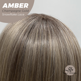 JBEXTENSION 21 Inches Straight Champagne Gold Pre-Cut T Part Snowflake Lace Frontlace Glueless Wig AMBER CHAMPAGNE GOLD【BENDY EAR TABS】