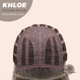 JBEXTENSION 12 Inches Bob Cut Dark Mix Blonde Pre-Cut Snowflake Lace Frontlace Glueless Wig KHLOE DARK MIX BLONDE【PERMATEASE】【BENDY EAR TABS】- M/L