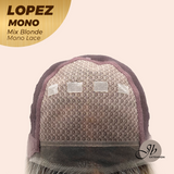 JBEXTENSION LOPEZ MONO Full Monofilament Handmade Full Lace Full Hand Tied Wig 18 Inches Mix Blonde Mono Lace Handmade Futura Fiber Wig with Anti-slip Silicone Strips Glueless Wig LOPEZ MONO - MIX BLONDE【BENDY EAR TABS】