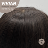 JBEXTENSION 24 Inches Scalpiana Midnight Brown(Black/Brown) Wave 3.5X4 Hard Silky Top Natural Scalp Effect Wig VIVIAN MIDNIGHT BROWN