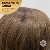 JBEXTENSION SAMANTHA MONO Full Monofilament Handmade Full Lace Full Hand Tied Wig 17 Inches Light Chocolate Mono Lace Handmade Futura Fiber Wig with Anti-slip Silicone Strips Glueless Wig SAMANTHA MONO LIGHT CHOCOLATE【BENDY EAR TABS】