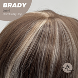 JBEXTENSION 12 Inches Scalpiana Wave Latté 3.5X4 Hard Silky Top Natural Scalp Effect Wig with Bangs BRADY LATTé