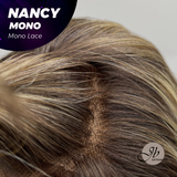 JBEXTENSION NANCY MONO Monofilament Handmade Wig 6X5 Full Monofilament Hand Tied Top Wig 14 Inches Dark Brown Curly Mono Lace Wig Glueless Black Sapphire Wig NANCY MONO - BLACK SAPPHIRE【BENDY EAR TABS】