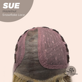 JBEXTENSION 17 Inches Hazelnut Deep Curly Pre-Cut Side Part Snowflake Lace Frontlace Glueless Wig SUE HAZELNUT【BENDY EAR TABS】