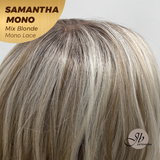 JBEXTENSION SAMANTHA MONO Full Monofilament Handmade Full Lace Full Hand Tied Wig 17 Inches Mix Blonde Mono Lace Handmade Futura Fiber Wig with Anti-slip Silicone Strips Glueless Wig SAMANTHA MONO MIX BLONDE【BENDY EAR TABS】