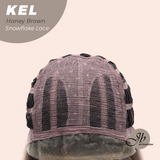 JBEXTENSION 22 Inches Honey Brown Pre-Cut Snowflake Lace Frontlace Glueless Wig KEL HONEY BROWN【PERMATEASE】【BENDY EAR TABS】- M/L