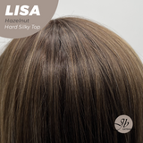 JBEXTENSION 26 Inches Scalpiana Long Curly Hazelnut 3.5X4 Hard Silky Top Natural Scalp Effect Wig with Bangs LISA BLONDE HAZELNUT