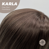 JBEXTENSION 22 Inches Brown Highlight Wave Fiber X, Tangle Less Pre-Cut Free Part Frontlace Glueless Wig KARLA【FIBER X】