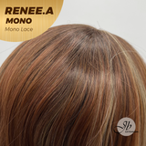 JBEXTENSION RENEE.A MONO Monofilament Handmade Wig 6X5 Full Monofilament Hand Tied Top Wig 22 Inches Cowboy Copper Mono Lace Wig With Anti-slip Silicone Strips Glueless Wig RENEE.A MONO【BENDY EAR TABS】