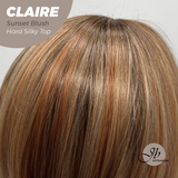 JBEXTENSION 22 Inches Scalpiana Sunset Blush 3.5X4 Hard Silky Top Natural Scalp Effect Women Wig with Bangs CLAIRE SILKY TOP - SUNSET BLUSH