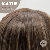 JBEXTENSION 18 Inches Scalpiana Curly Hazelnut 3.5X4 Hard Silky Top Natural Scalp Effect Wig with Bangs KATIE HAZELNUT