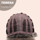JBEXTENSION 18 Inches Camel Pink Pre-Cut Snowflake Lace Frontlace Glueless Wig TERESA CAMEL PINK【PERMATEASE】【BENDY EAR TABS】- S/M