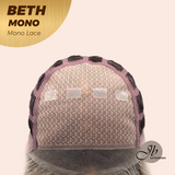 JBEXTENSION BETH MONO Monofilament Handmade Wig 6X5 Full Monofilament Hand Tied Top Wig 17 Inches Cream Grey Mono Lace Wig with Anti-slip Silicone Strips Glueless Wig BETH MONO【BENDY EAR TABS】
