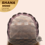JBEXTENSION SHANA MONO Monofilament Handmade Wig 6X5 Full Monofilament Hand Tied Top Wig 10 Inches Caramel Mono Lace Handmade Futura Fiber Wig With Anti-slip Silicone Strips Glueless Wig SHANA MONO CARAMEL【BENDY EAR TABS】