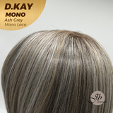 JBEXTENSION D.KAY MONO Partial Monofilament Wig 18 Inches Ash Grey Partial Mono Lace Glueless Women Fashion Wig D.KAY MONO ASH GREY【BENDY EAR TABS】