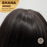 JBEXTENSION SHANA MONO Monofilament Handmade Wig 6X5 Full Monofilament Hand Tied Top Wig 10 Inches Natural Black Mono Lace Handmade Futura Fiber Wig With Anti-slip Silicone Strips Glueless Wig SHANA MONO NATURAL BLACK【BENDY EAR TABS】