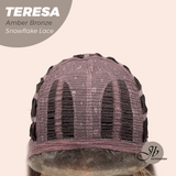 JBEXTENSION 18 Inches Amber Bronze Pre-Cut Snowflake Lace Frontlace Glueless Wig TERESA AMBER BRONZE【PERMATEASE】【BENDY EAR TABS】- M/L