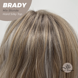 JBEXTENSION 12 Inches Scalpiana Wave Mix Blonde 3.5X4 Hard Silky Top Natural Scalp Effect Wig with Bangs BRADY MIX BLONDE