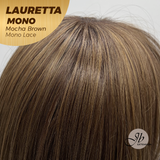 JBEXTENSION LAURETTA MONO Monofilament Handmade Wig 6X5 Full Monofilament Hand Tied Top Wig 17 Inches Mocha Brown Mono Lace Wig with Anti-slip Silicone Strips Glueless Wig LAURETTA MONO - MOCHA BROWN【BENDY EAR TABS】