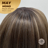 JBEXTENSION MAY MONO Monofilament Handmade Wig 6X5 Full Monofilament Hand Tied Top Wig 14 Inches Maple Brown Mono Lace Wig with Anti-slip Silicone Strips Glueless Wig MAY MONO - MAPLE BROWN【BENDY EAR TABS】