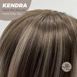 JBEXTENSION 26 Inches Scalpiana Long Curly Dark Mix Blonde 3.5X4 Hard Silky Top Natural Scalp Effect Wig with Bangs KENDRA DARK MIX BLONDE