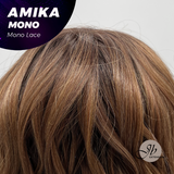 JBEXTENSION AMIKA MONO Monofilament Handmade Wig 6X5 Full Monofilament Hand Tied Top Wig 14 Inches Copper Curly Mono Lace Wig Glueless Black Sapphire Wig AMIKA MONO【BENDY EAR TABS】