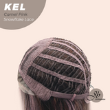 JBEXTENSION 22 Inches Camel Pink Pre-Cut Snowflake Lace Frontlace Glueless Wig KEL CAMEL PINK【PERMATEASE】【BENDY EAR TABS】- S/M