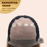 JBEXTENSION SAMANTHA MONO Full Monofilament Handmade Full Lace Full Hand Tied Wig 17 Inches Light Chocolate Mono Lace Handmade Futura Fiber Wig with Anti-slip Silicone Strips Glueless Wig SAMANTHA MONO LIGHT CHOCOLATE【BENDY EAR TABS】