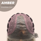 JBEXTENSION 21 Inches Straight Champagne Gold Pre-Cut T Part Snowflake Lace Frontlace Glueless Wig AMBER CHAMPAGNE GOLD【BENDY EAR TABS】