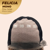 JBEXTENSION FELICIA MONO Full Monofilament Handmade Full Lace Full Hand Tied Wig 11 Inches Pine Cones Mono Lace Handmade Futura Fiber Wig with Anti-slip Silicone Strips Glueless Wig FELICIA MONO - PINE CONES【BENDY EAR TABS】