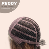 JBEXTENSION 19 Inches Long Straight Honey Brown Pre-Cut Side Part Snowflake Lace Frontlace Glueless Wig PEGGY HONEY BROWN【BENDY EAR TABS】