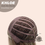 JBEXTENSION 12 Inches Bob Cut Dark Mix Blonde Pre-Cut Snowflake Lace Frontlace Glueless Wig KHLOE DARK MIX BLONDE【PERMATEASE】【BENDY EAR TABS】- M/L
