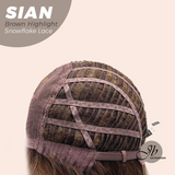 JBEXTENSION 16 Inches Brown Highlight Wave Top Snowflake Lace Glueless Wig SIAN HIGHLIGHT【PERMATEASE】【BENDY EAR TABS】