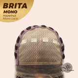 JBEXTENSION BRITA MONO Monofilament Handmade Wig 6X5 Full Monofilament Hand Tied Top Wig 22 Inches Hazelnut Mono Lace Wig with Anti-slip Silicone Strips Glueless Wig BRITA MONO HAZELNUT【BENDY EAR TABS】