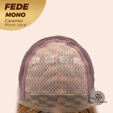 JBEXTENSION FEDE MONO Full Monofilament Handmade Full Lace Full Hand Tied Wig 19 Inches Wave Caramel Mono Lace Handmade Futura Fiber Wig with Anti-slip Silicone Strips Glueless Wig FEDE MONO - CARAMEL【BENDY EAR TABS】