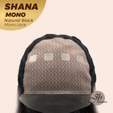 JBEXTENSION SHANA MONO Monofilament Handmade Wig 6X5 Full Monofilament Hand Tied Top Wig 10 Inches Natural Black Mono Lace Handmade Futura Fiber Wig With Anti-slip Silicone Strips Glueless Wig SHANA MONO NATURAL BLACK【BENDY EAR TABS】