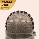 JBEXTENSION EMMA MONO Monofilament Handmade Wig 6X5 Full Monofilament Hand Tied Top Wig 14 Inche Dark Blonde Mono Lace Wig With Anti-slip Silicone Strips Glueless Wig EMMA MONO DARK BLONDE【BENDY EAR TABS】