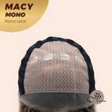 JBEXTENSION MACY MONO Monofilament Handmade Wig 6X5 Full Monofilament Hand Tied Top Wig 18 Inches Curly Ombre Brown Mono Lace Wig with Anti-slip Silicone Strips Glueless Wig MACY MONO【BENDY EAR TABS】