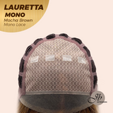 JBEXTENSION LAURETTA MONO Monofilament Handmade Wig 6X5 Full Monofilament Hand Tied Top Wig 17 Inches Mocha Brown Mono Lace Wig with Anti-slip Silicone Strips Glueless Wig LAURETTA MONO - MOCHA BROWN【BENDY EAR TABS】