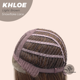 JBEXTENSION 12 Inches Bob Cut Light Brown Pre-Cut Snowflake Lace Frontlace Glueless Wig KHLOE LIGHT BROWN【PERMATEASE】【BENDY EAR TABS】- M/L