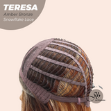 JBEXTENSION 18 Inches Amber Bronze Pre-Cut Snowflake Lace Frontlace Glueless Wig TERESA AMBER BRONZE【PERMATEASE】【BENDY EAR TABS】- M/L