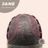 JBEXTENSION 13 Inches Mix Blonde Wave Pre-Cut T Part Snowflake Lace Frontlace Glueless Wig with Bangs JANE【BENDY EAR TABS】