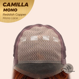 JBEXTENSION CAMILLA MONO Monofilament Handmade Wig 6X5 Full Monofilament Hand Tied Top Wig 20 Inches Reddish Copper Mono Lace Wig With Anti-slip Silicone Strips Glueless Wig CAMILLA MONO REDDISH COPPER【BENDY EAR TABS】