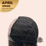 JBEXTENSION APRIL MONO Monofilament Handmade Wig 6X5 Full Monofilament Hand Tied Top Wig 18 Inches Natural Black Mono Lace Wig With Anti-slip Silicone Strips Glueless Wig APRIL MONO NATURAL BLACK【BENDY EAR TABS】