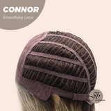 JBEXTENSION 13 Inches Dark Mix Blonde Curly Pre-Cut T Part Snowflake Lace Frontlace Glueless Wig CONNOR【BENDY EAR TABS】