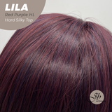 JBEXTENSION 20 Inches Scalpiana Red Purple Highlight Wolf Cut 3.5X4 Hard Silky Top Natural Scalp Effect Wig With Bangs LILA RED PURPLE HIGHLIGHT