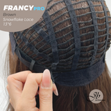 JBEXTENSION 24 Inches Long Wave Brown Pre-Cut 13X6 Free Part Snowflake Lace Frontlace Glueless Wig FRANCY PRO - BROWN【BENDY EAR TABS】