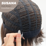 JBEXTENSION 9 Inches Dark Brown Pre-Cut Side Part Snowflake Lace Frontlace Glueless Wig SUSANA DARK BROWN【BENDY EAR TABS】